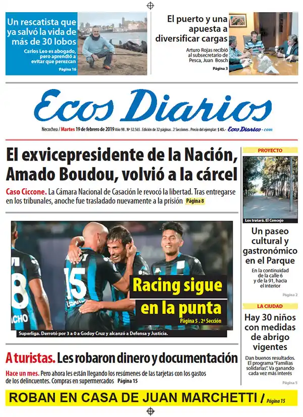 Tapa del 19 de febrero de 2019