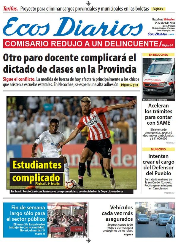 Tapa del 25 de abril de 2018