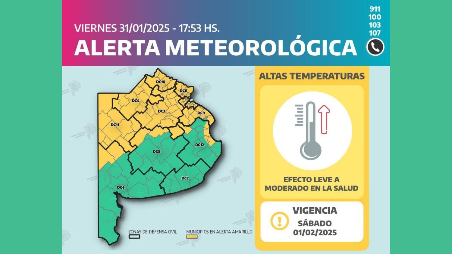 Defensa Civil de la Provincia incluyó a San Pedro en la alerta por "Altas Temperaturas".