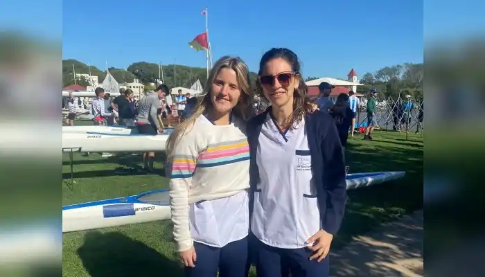 Licenciada en Nutrición Melina Laiz y la Dra. Camila Olivero Sagasta en el Club Náutico. Foto: La Opinión