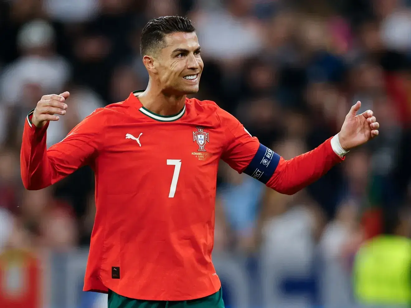 Cristiano Ronaldo festeja el 2-1 de Portugal ante Alemania.Foto: AFP