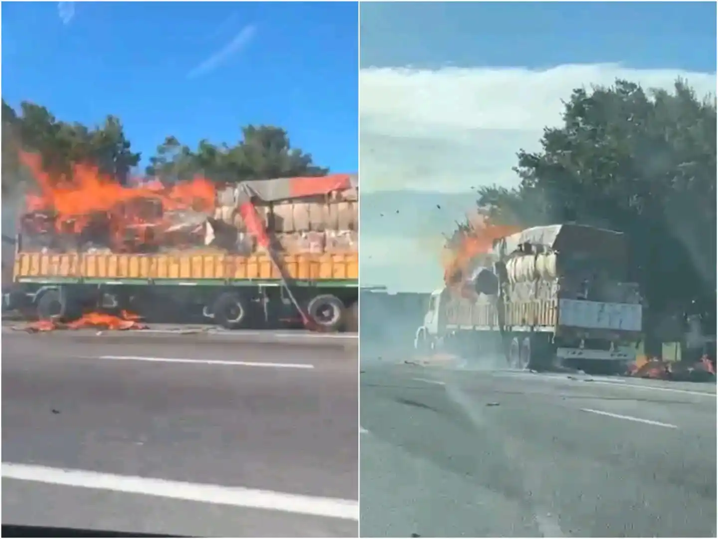 El camión se incendió mano a CABA