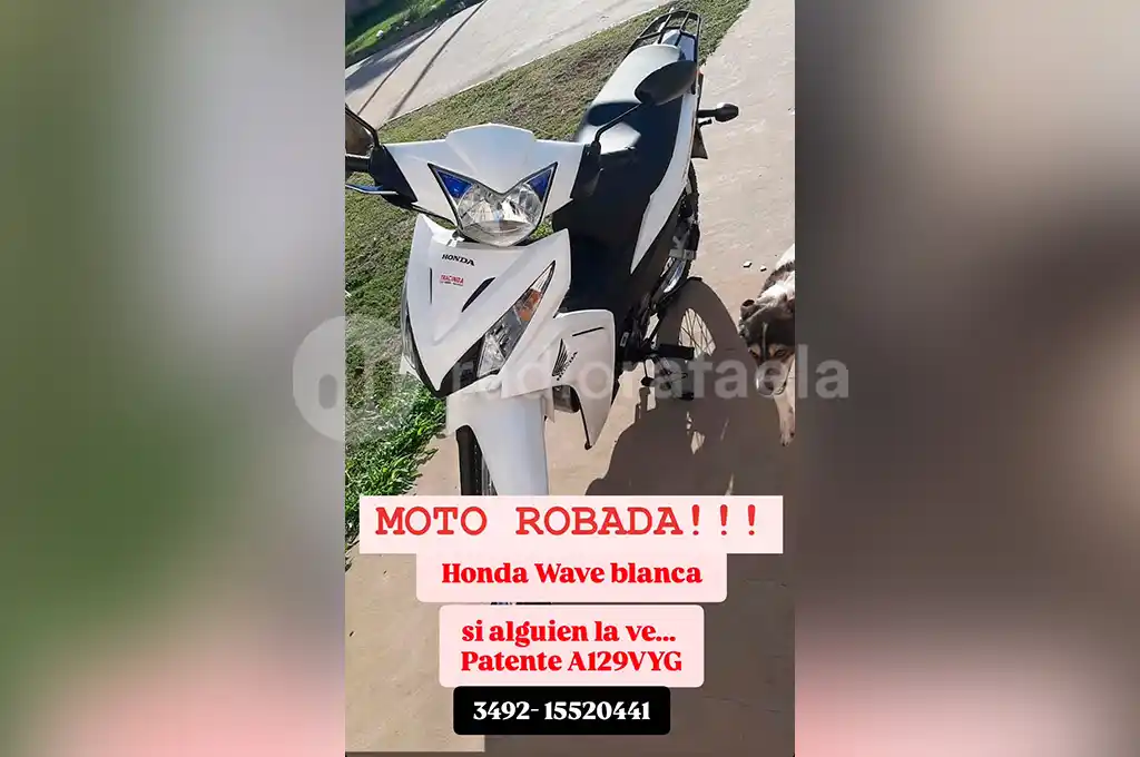 Moto robada: Honda Wave de color blanca