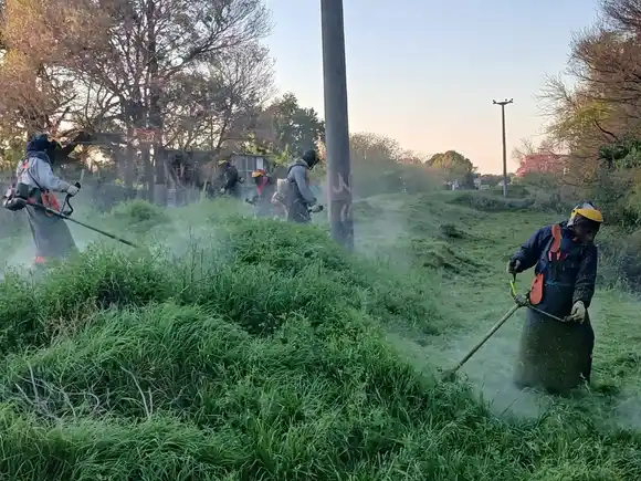Se intensifican los trabajos de desmalezado en distintos sectores de la ciudad