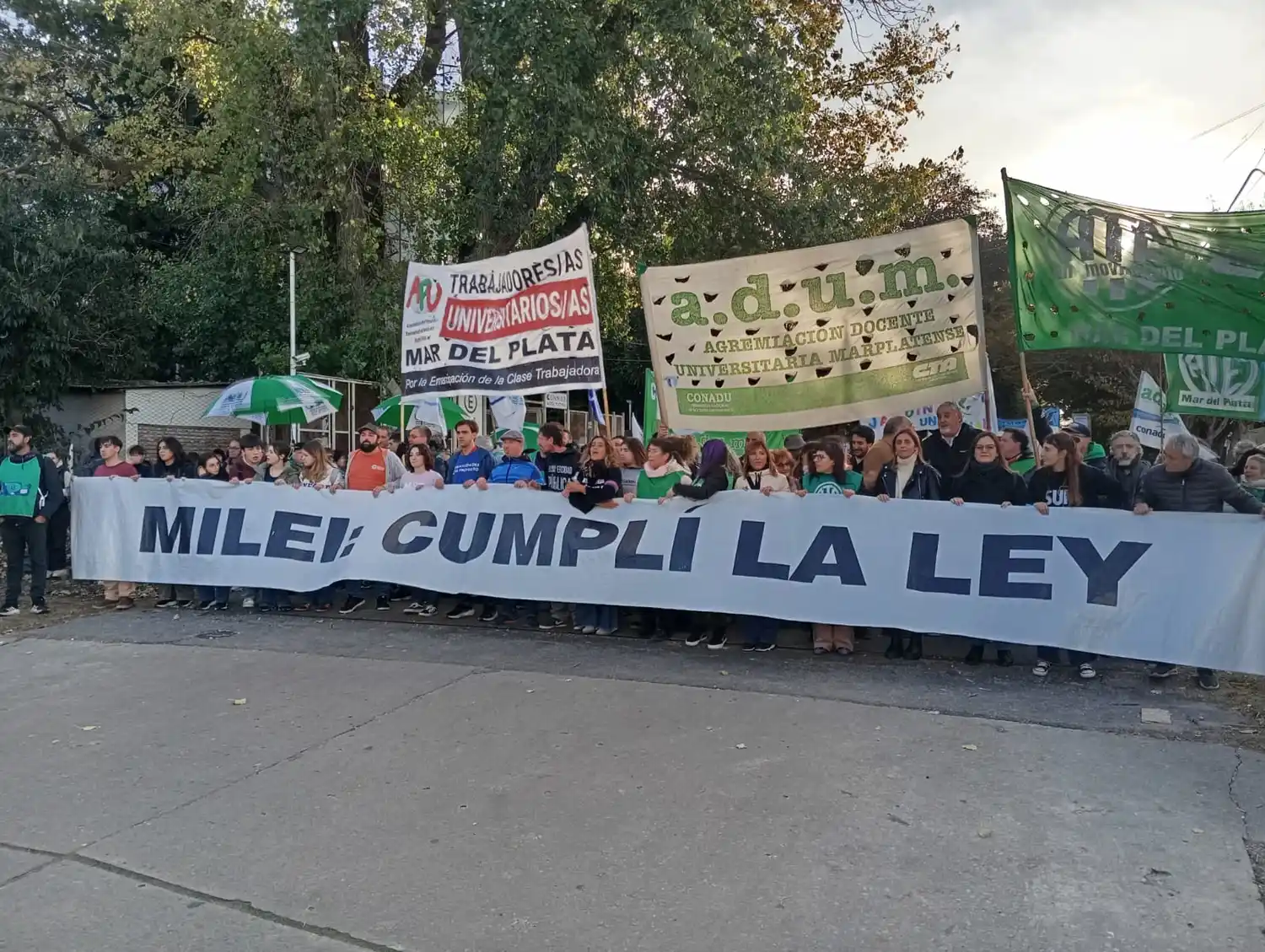 Docentes, estudiantes, graduados, no docentes y autoridades universitarias marcharon en defensa de la universidad pública y para exigir la aplicación efectiva de la Ley de Financiamiento Universitario aprobada por el Congreso.