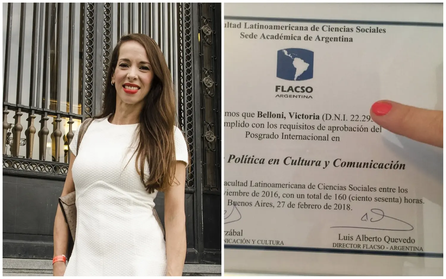 Tras su designación en Cultura de Avellaneda, Victoria Onetto mostró su título por Twitter
