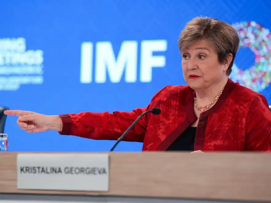 La directora gerente del FMI, Kristalina Georgieva, durante las reuniones anuales de primavera del organismo en Washington (Reuters)