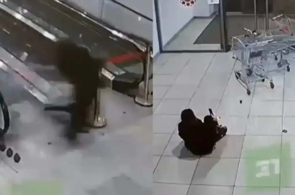Una maniobra peligrosa con carritos provocó accidente en escalera mecánica de supermercado