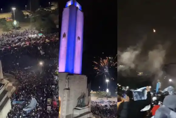 El Monumento a la Bandera fue protagonista en los festejos por un nuevo título de Copa América
