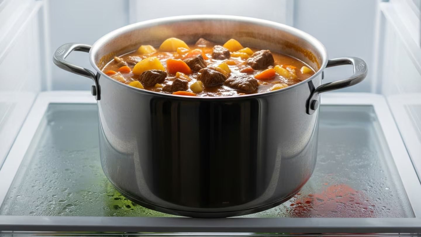 Conocé por qué no recomiendan guardar la olla con comida en la heladera. (Foto ilustrativa generada con IA)