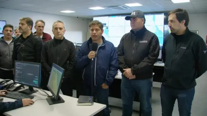 El gobernador Axel Kicillof y su Gabinete en Puente 12. (Captura de video)