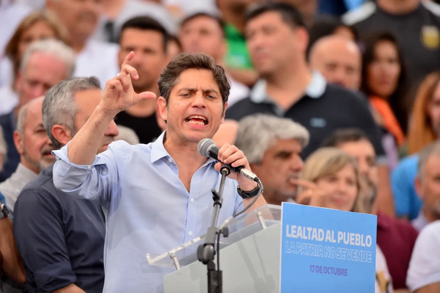 Kicillof durante el acto por el Día de la Lealtad en Berisso.