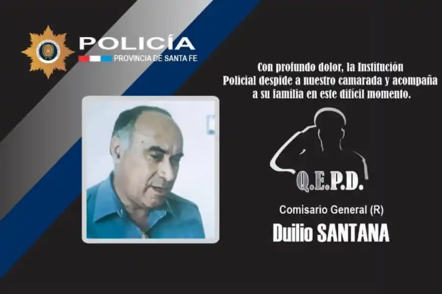 Falleció el Comisario General Duilio Santana, quien ejerció como Jefe de la URV en Rafaela