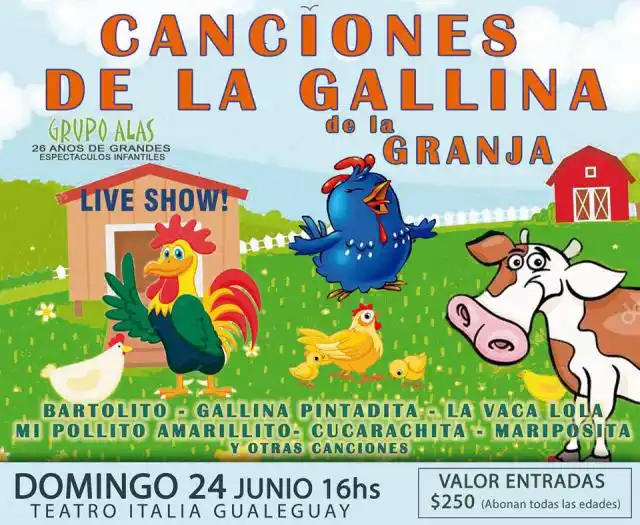 CANCIONES DE LA GALLINA Y MOANA EL MUSICAL DEL OCEANO EN EL TEATRO ITALIA