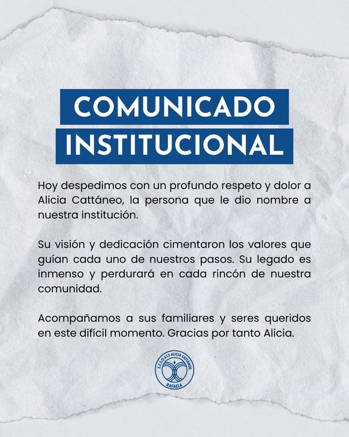 comunicado oficial de la institucion
