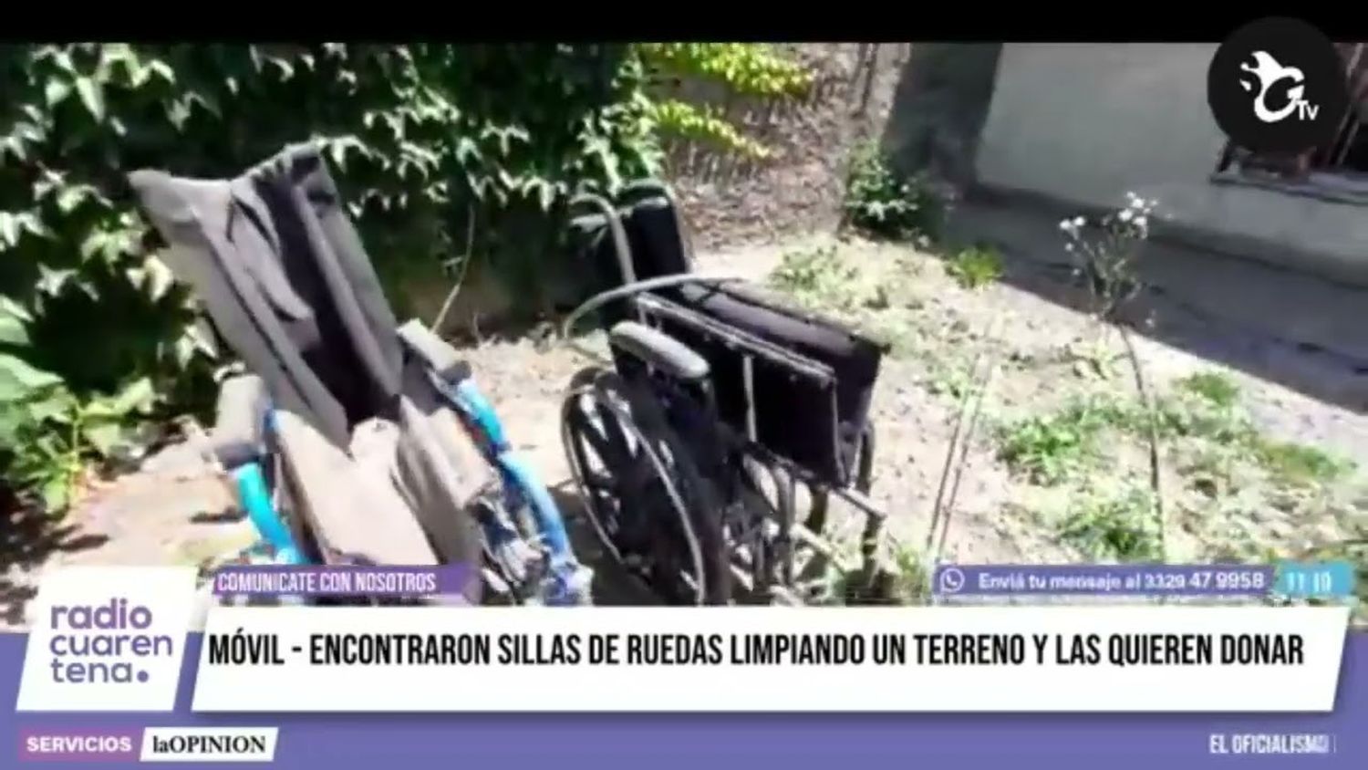 Encontraron sillas de ruedas limpiando un terreno y las ofrecieron en donación