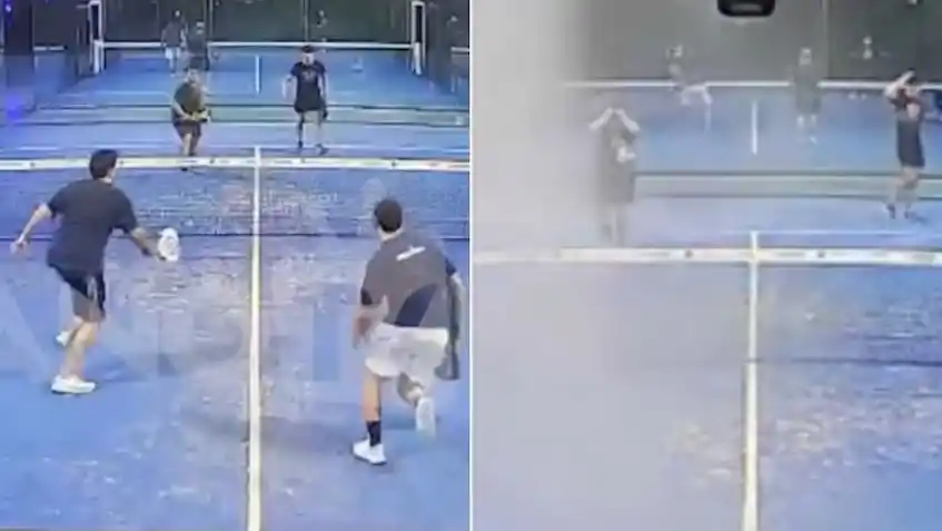 Sorpresa en pleno partido: una cancha de pádel se inundó de golpe en Quilmes.