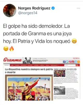 En Twitter esta publicación sobre Patria y vida se hizo viral. 