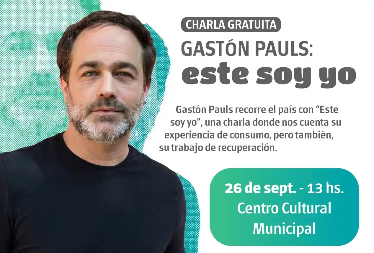 Gastón Pauls brindará una charla abierta sobre prevención de adicciones