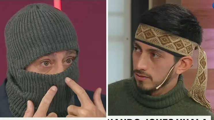 Nico Repetto se puso un pasamontañas para entrevistar a un mapuche