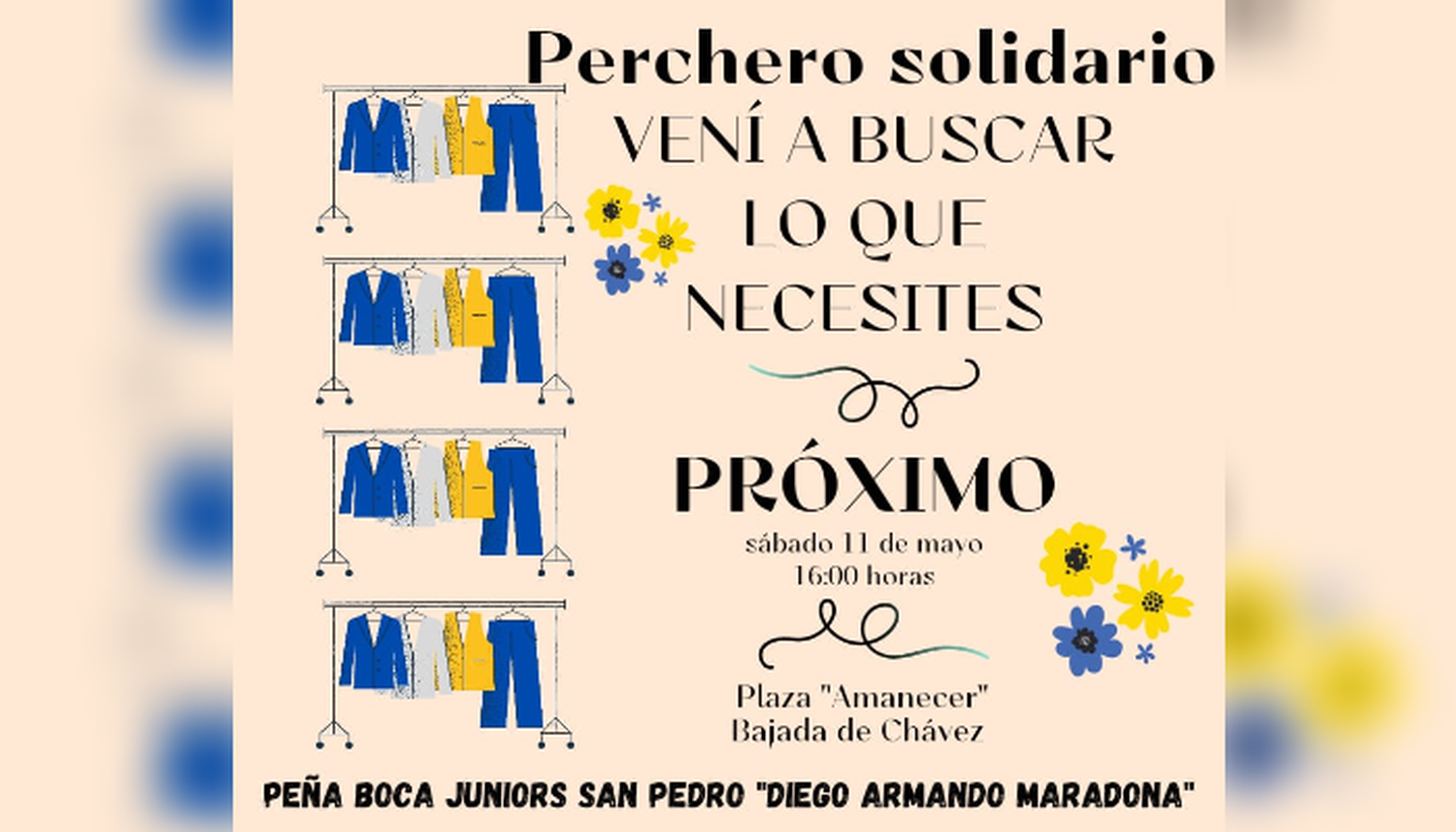 La Peña de Boca realiza un perchero solidario