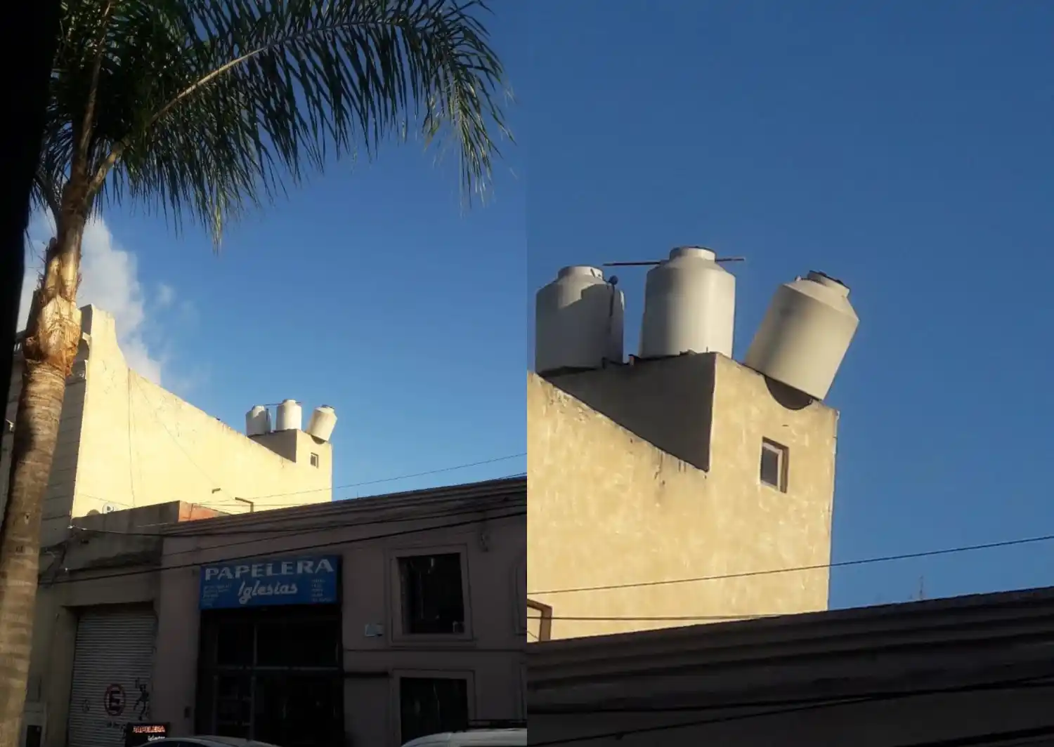 Hotel Palace: preocupación por un tanque de agua a punto de caerse