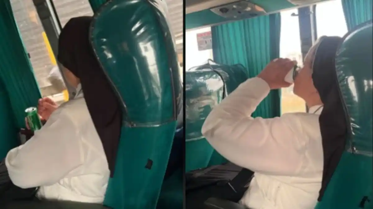 ¡AGUA BENDITA DE LA BUENA! Graban a monjas tomando cerveza en un bus (VIDEO)