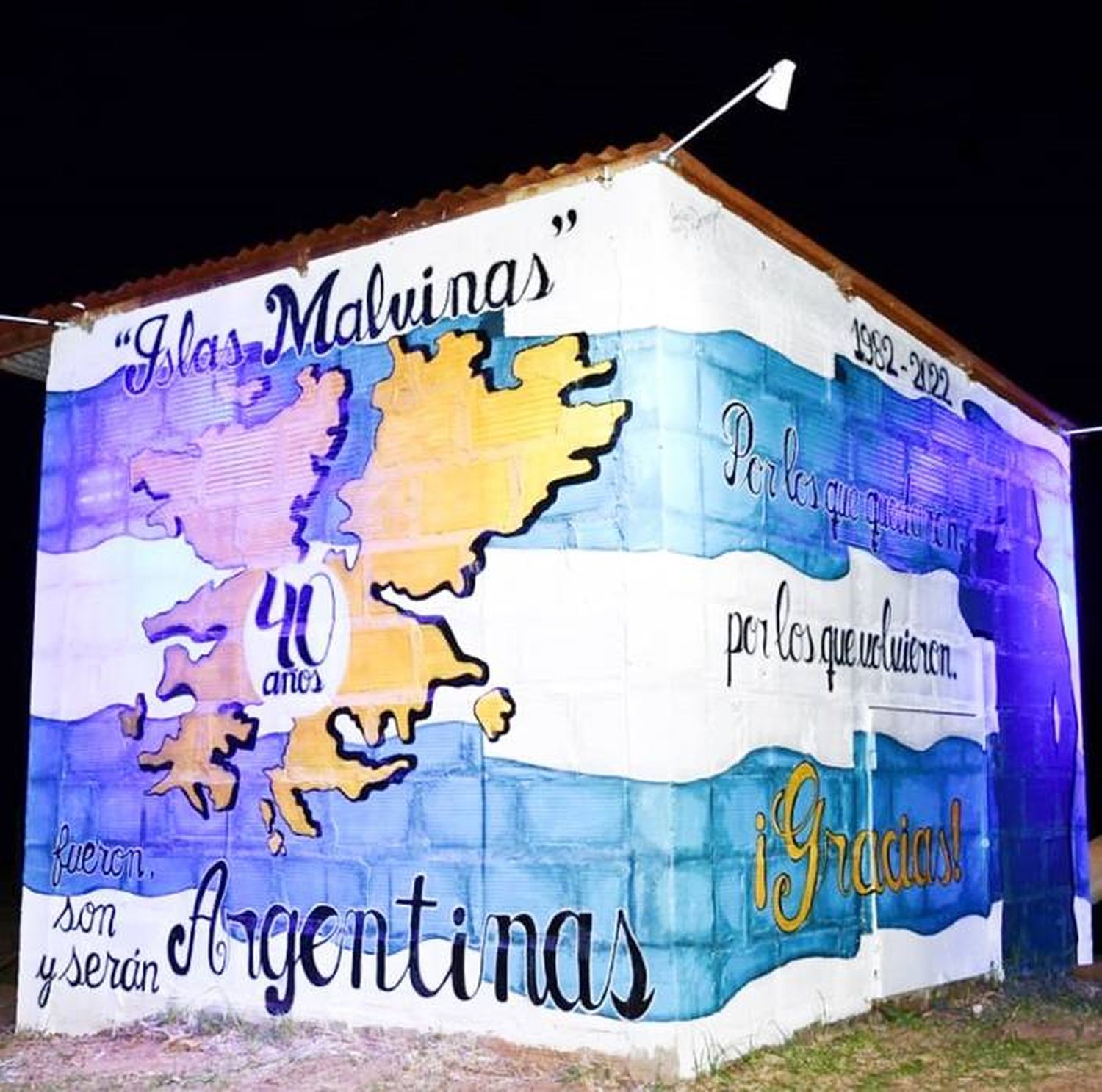 En el Club Pesca, un mural homenajea a los héroes  de Malvinas