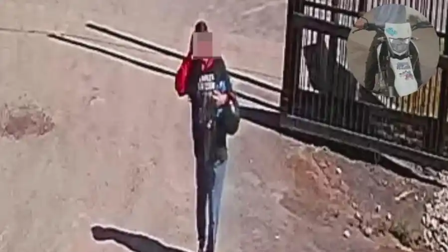 Captura de las cámaras de seguridad: se puede ver como el presunto ladrón ingresa al predio.