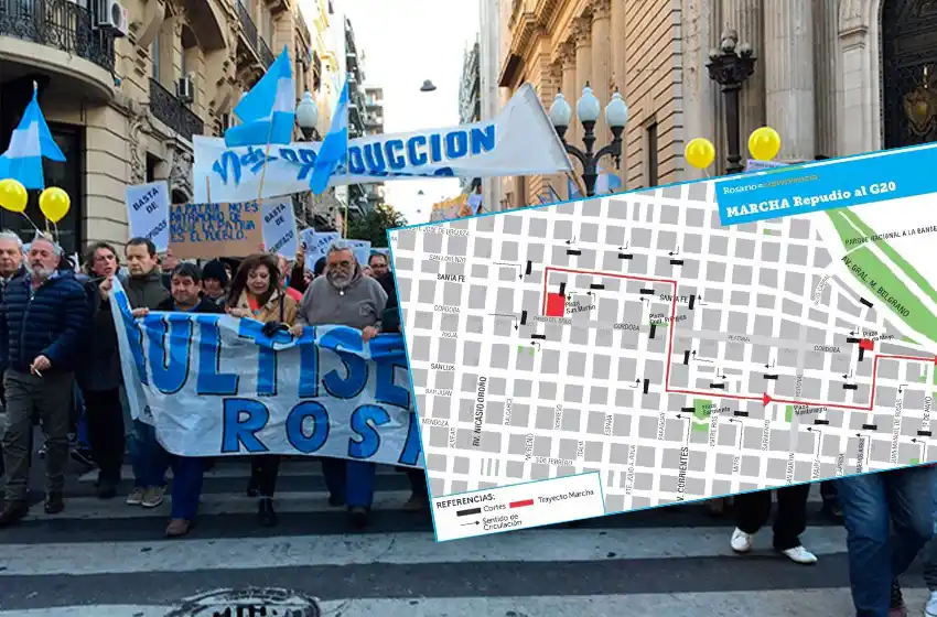 Tránsito caótico en Rosario: numerosos cortes de calles por las marchas en contra del G20