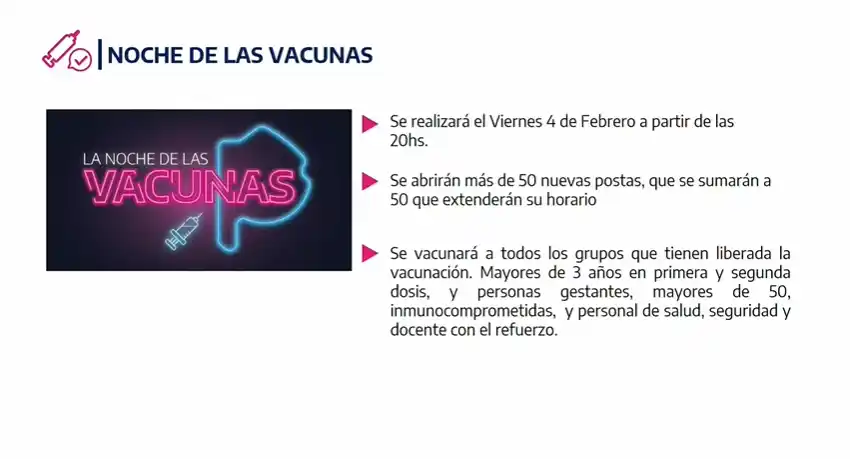 Provincia inaugurará "La Noche de las Vacunas" este viernes 4 de febrero