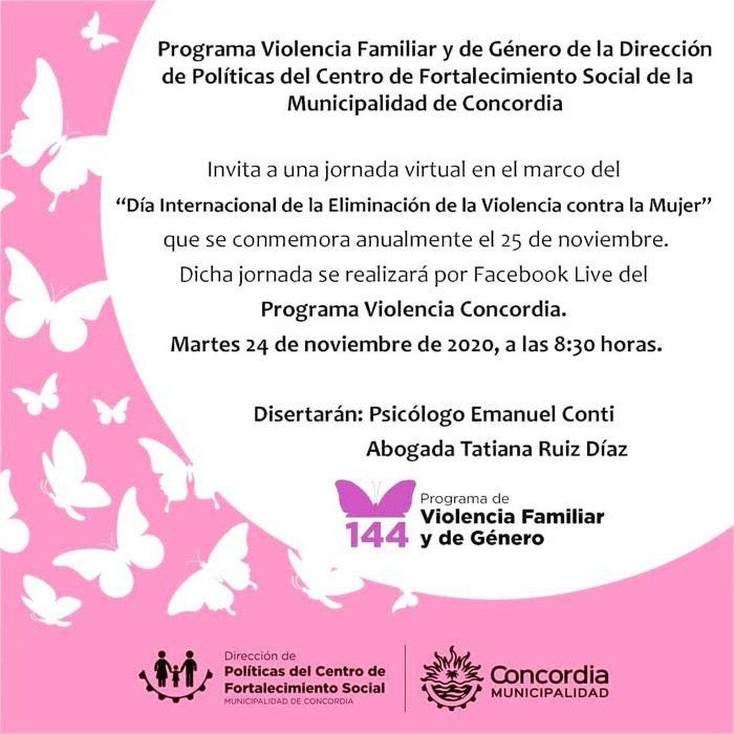 �SDía Internacional de la Eliminación de la Violencia contra la Mujer⬝