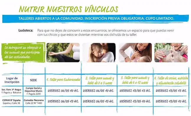 Abren talleres materno infantiles gratuitos en Zárate