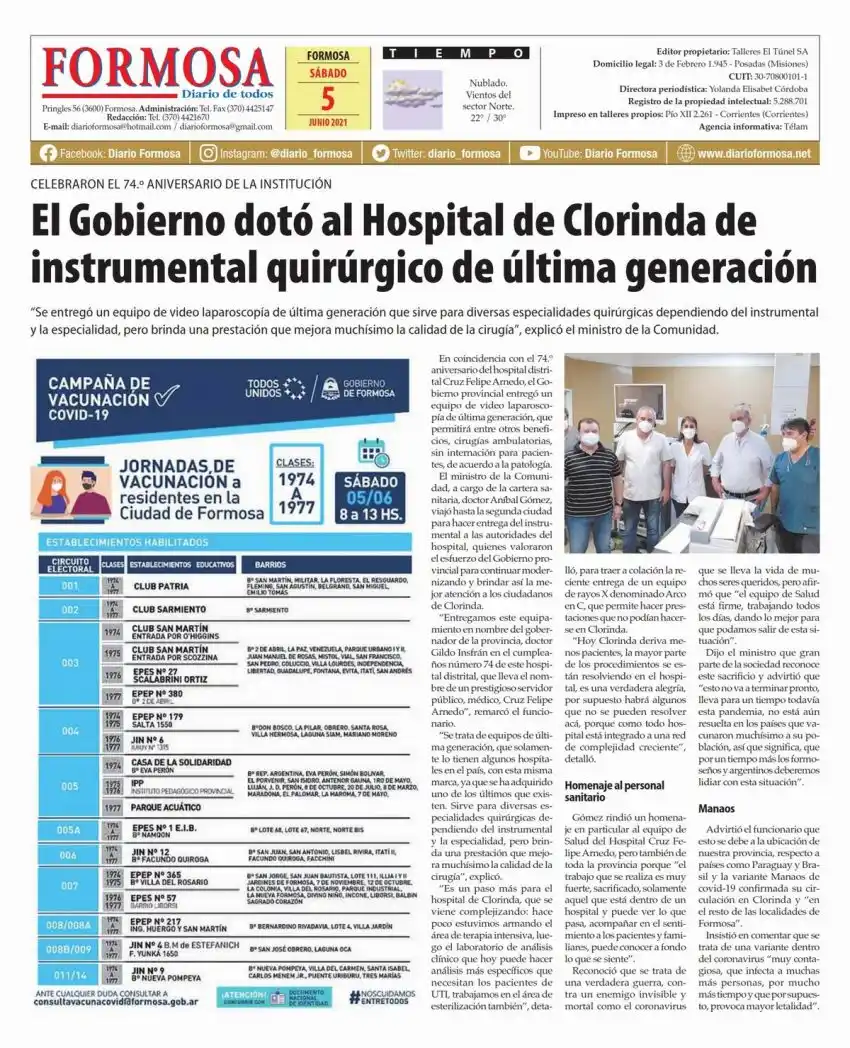 Tapa y Contratapa 5 de junio de 2021