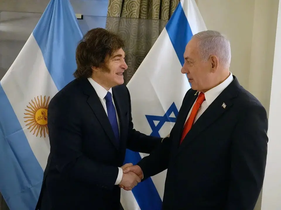El presidente Javier Milei junto al primer ministro de Israel, Benjamin Netanyahu, Archivo