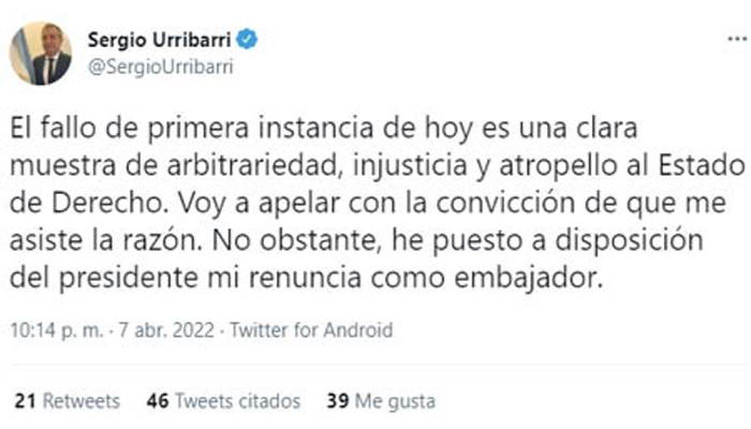 �SVoy a apelar con la convicción de que me asiste la razón⬝