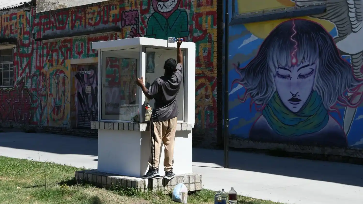 El joven reparó los daños realizados en el Pasaje Cornaglia y pidió disculpas