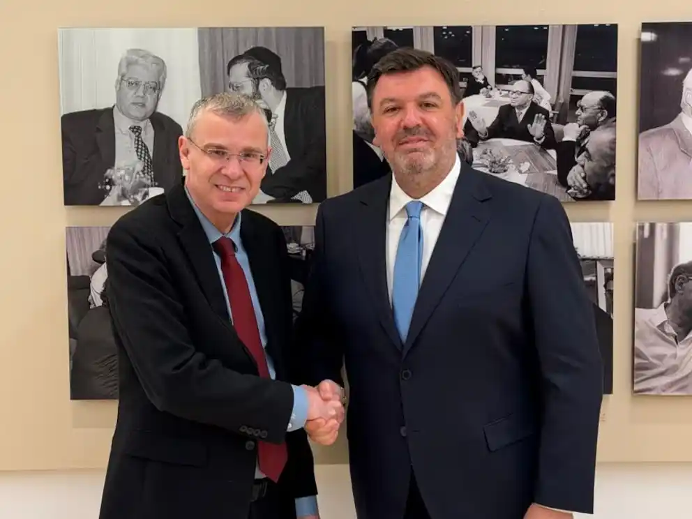 Ariel Lijo en la reunión institucional con Yariv Levin, titular de Justicia de Israel. Foto: Gentileza