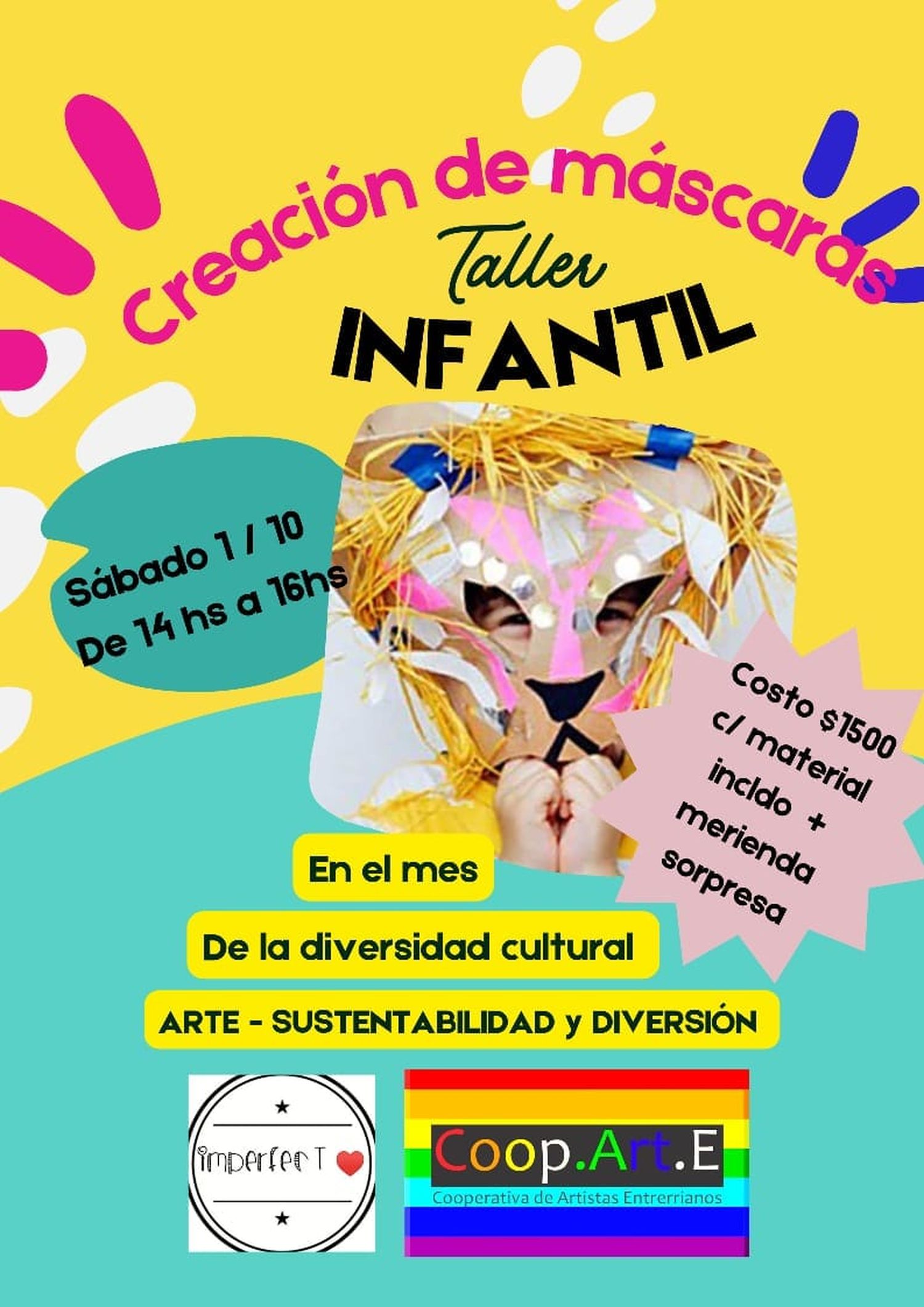 Se realizará un taller de máscaras en Coop.Art.E