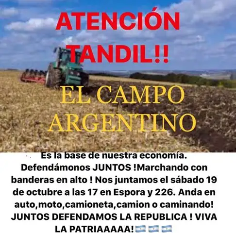 Productores tandilenses se movilizarán en defensa del campo argentino