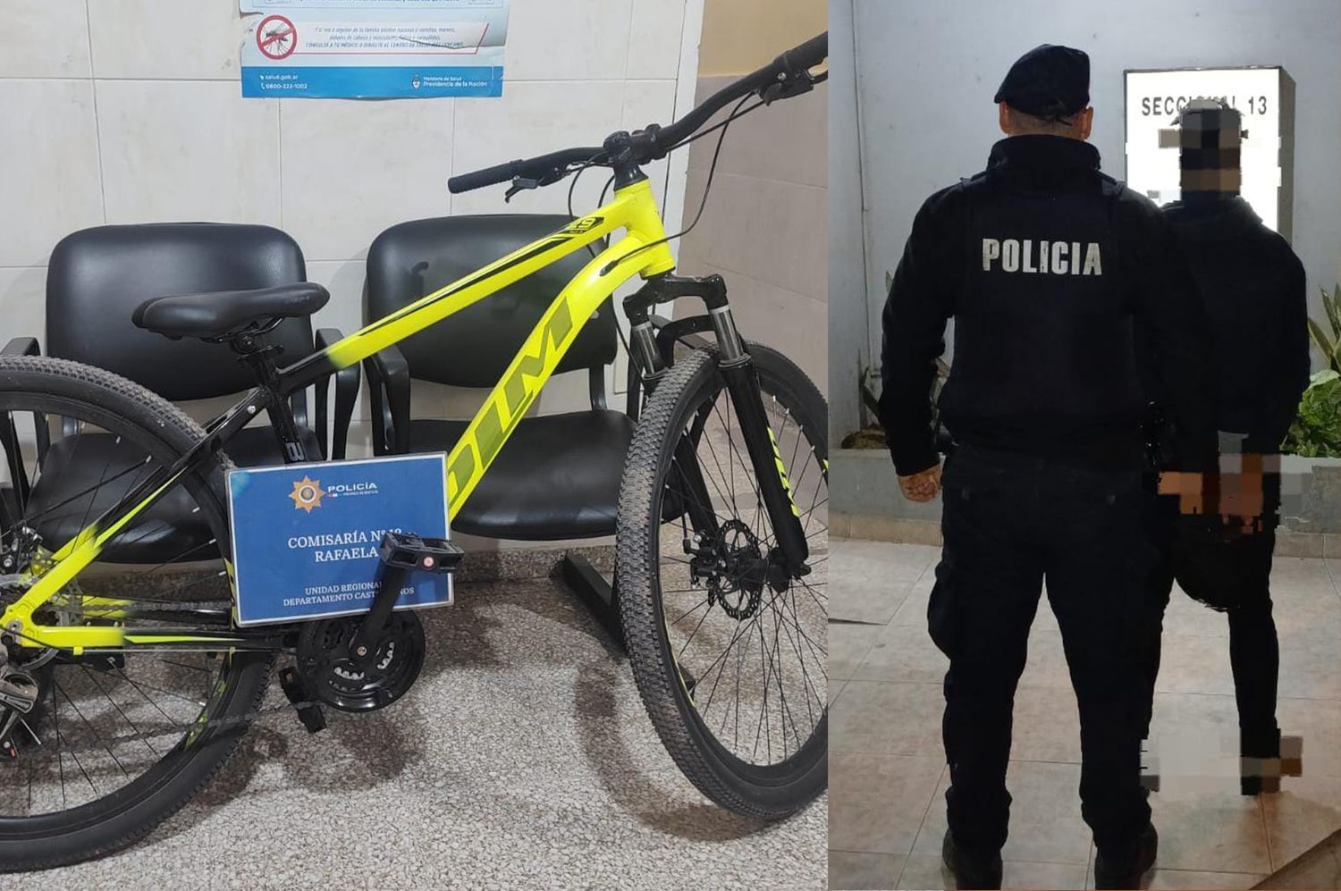 Robó una bicicleta desde una casa y la víctima lo persiguió en moto, hasta que lo atrapó la policía