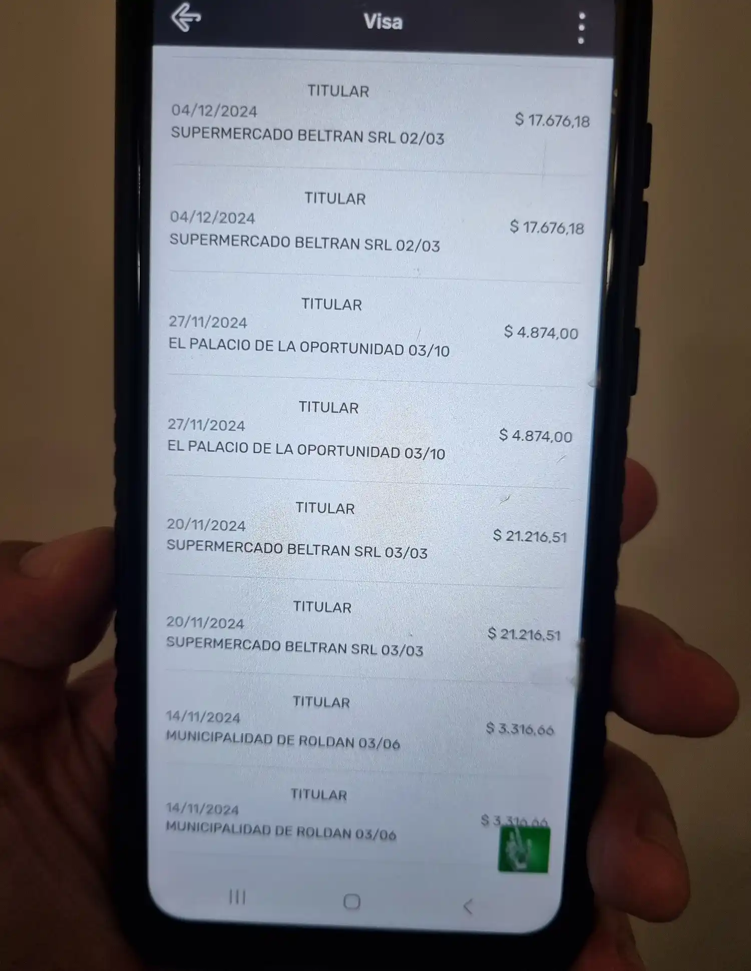 consumos duplicados tarjeta de crédito