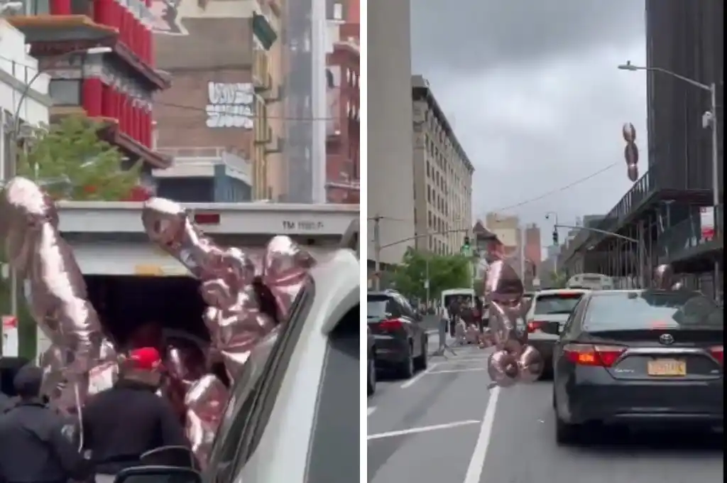 Los globos se esparcieron por toda la zona