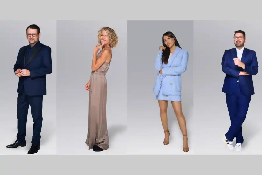 Damián Betular, Maru Botana y Christophe Krywonis y Wanda la conductora del reality - Prensa TLF