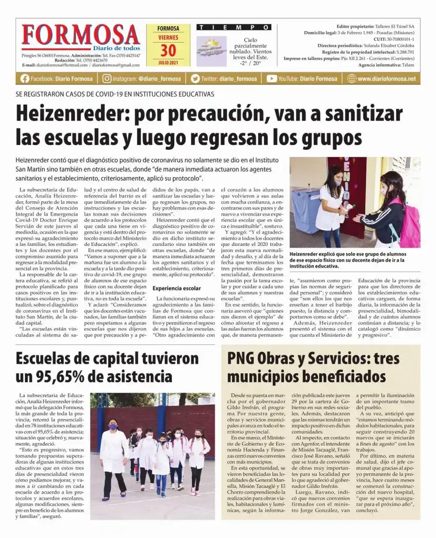 Tapa y Contratapa 30 de julio de 2021