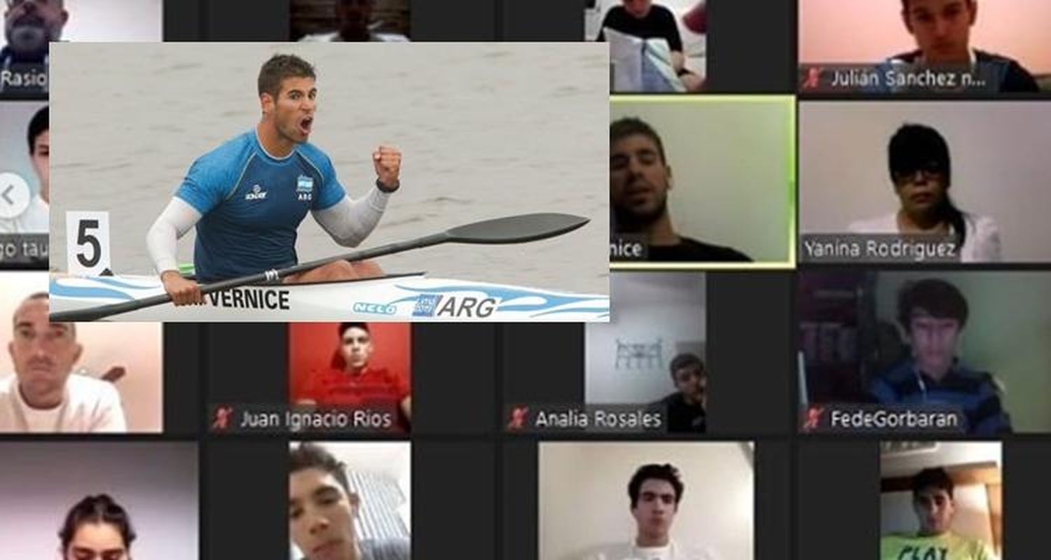 Agustín Vernice, único clasificado a Tokio 2020, brindó una charla virtual a palistas de Náutico