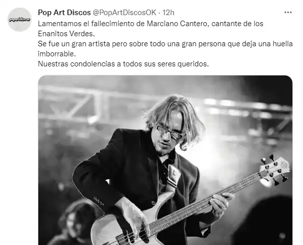 Marciano fue la voz que identificó los éxitos de Enanitos Verdes. Foto Twitter