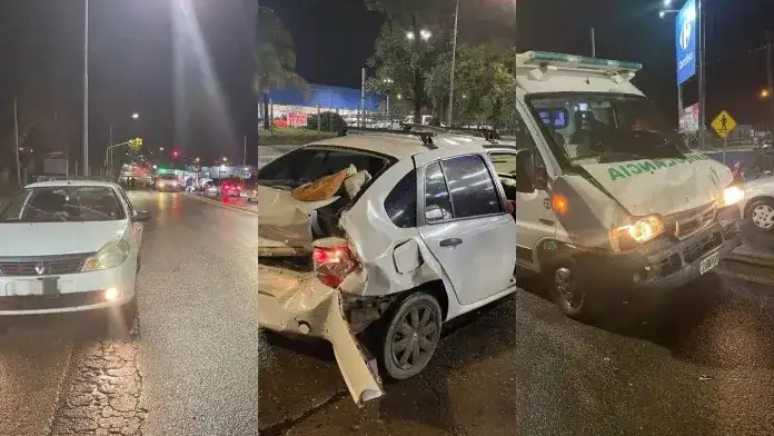 Fuerte choque entre un auto y una ambulancia: hospitalizaron a un niño y dos mujeres