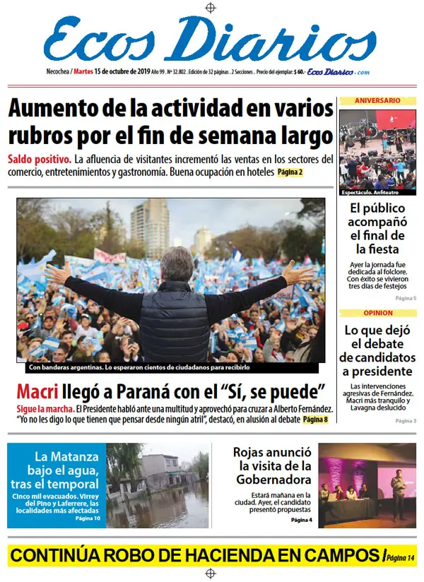 Tapa del 15 de octubre de 2019