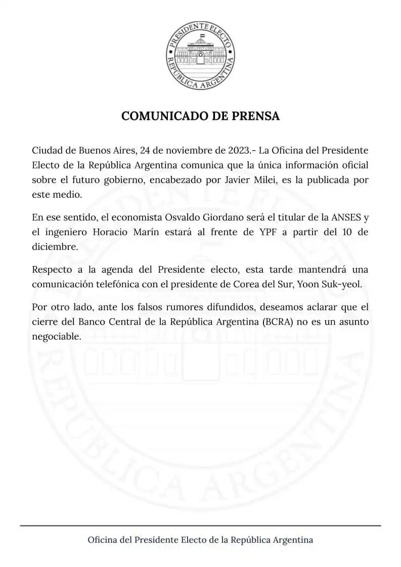 comunicado OPE